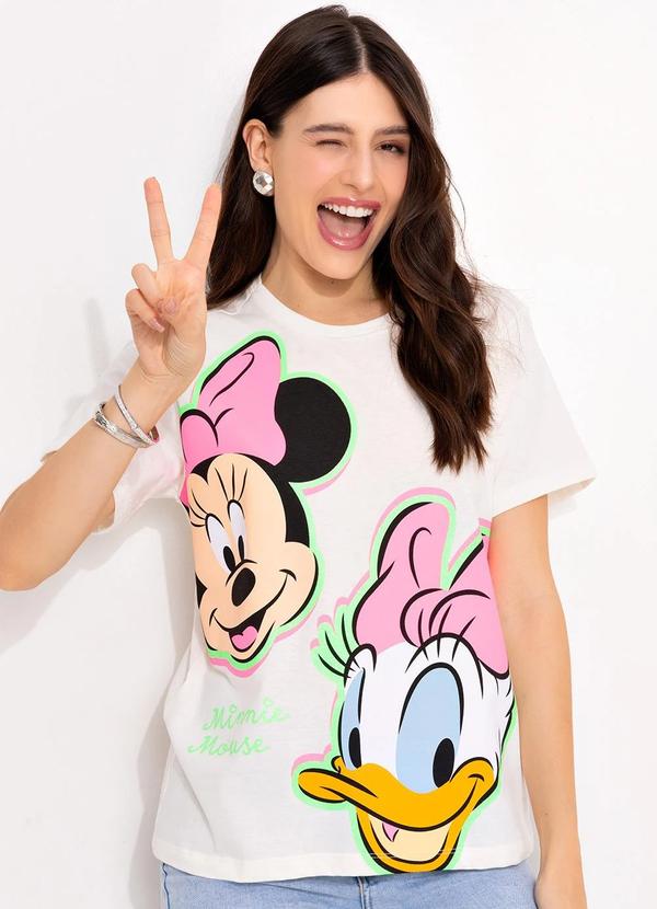 T-Shirt Off White em Malha de Algodão Penteado