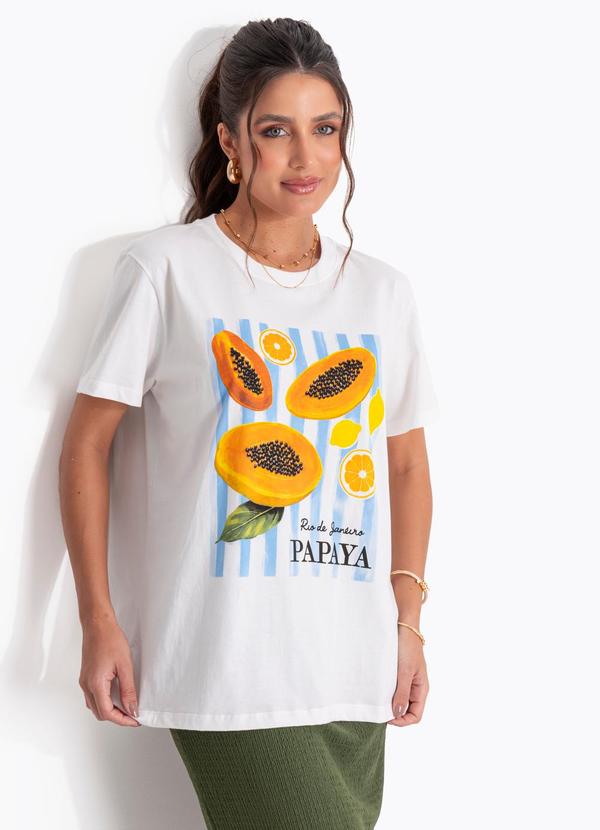T-Shirt Off White em Malha de Algodão