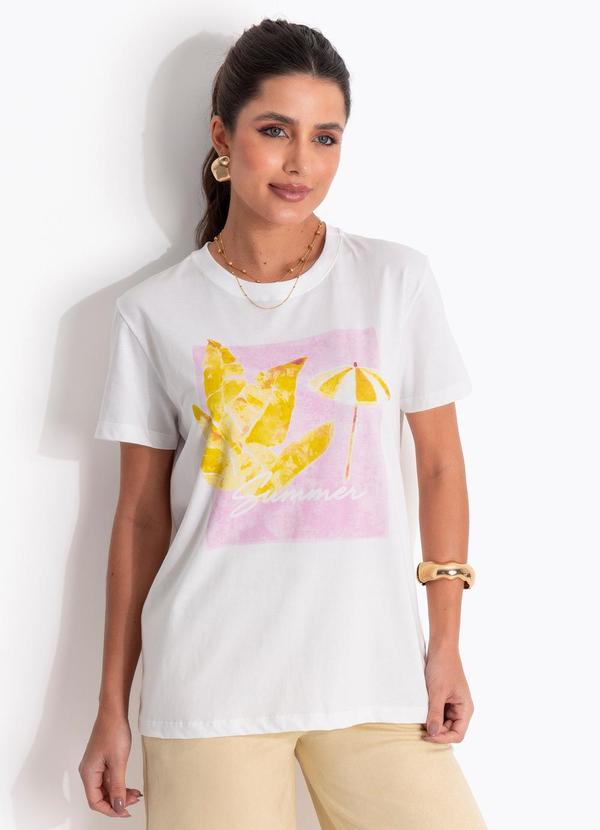T-Shirt Off White em Malha de Algodão