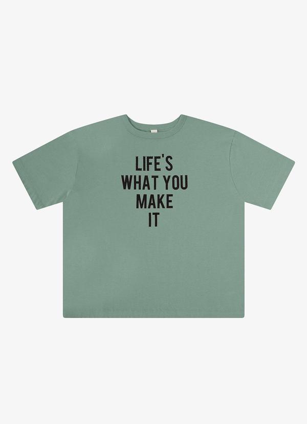 T-Shirt Oversized com Strass Verde