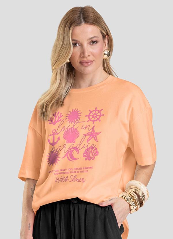 T-Shirt Oversized Feminina Laranja