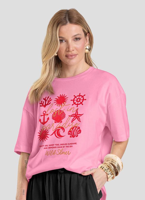 T-Shirt Oversized Feminina Rosa