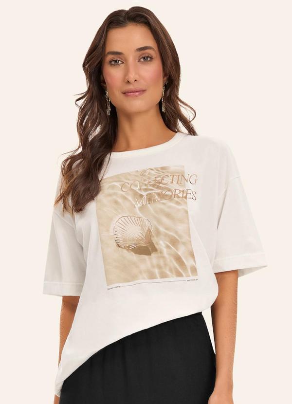 T- Shirt Overzised Meia Malha Feminina Bege