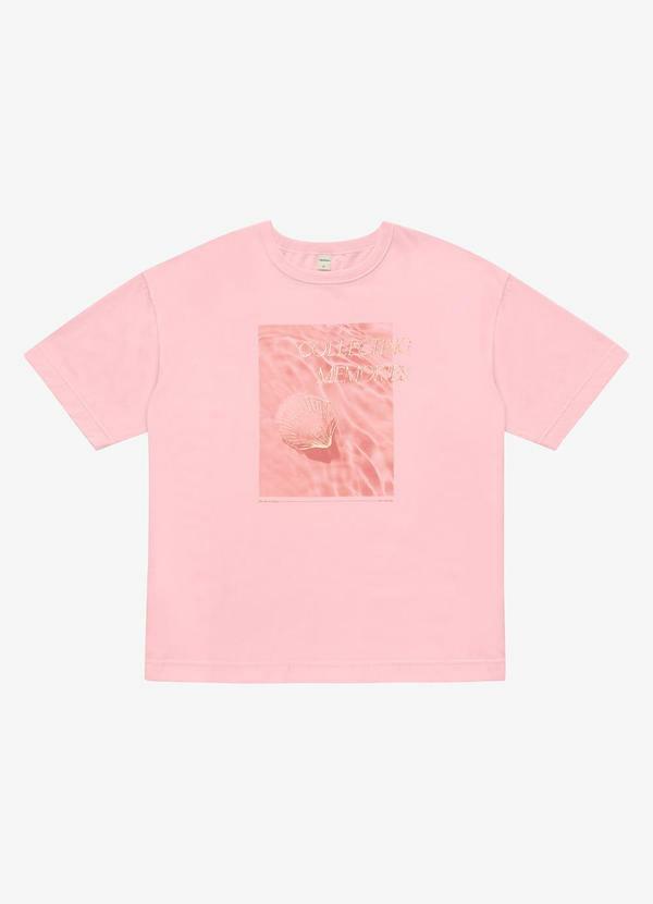 T- Shirt Overzised Meia Malha Feminina Rosa