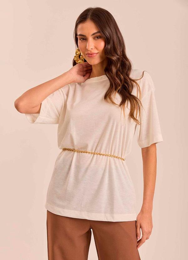 T-Shirt Retrô Glam em Tricot Flamê Branco