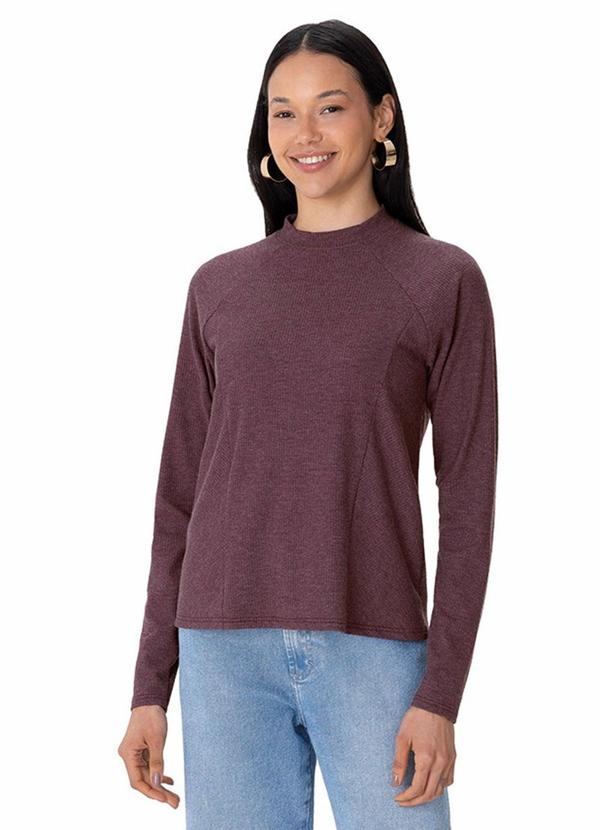 Blusa Ampla em Malha Canelada Roxo