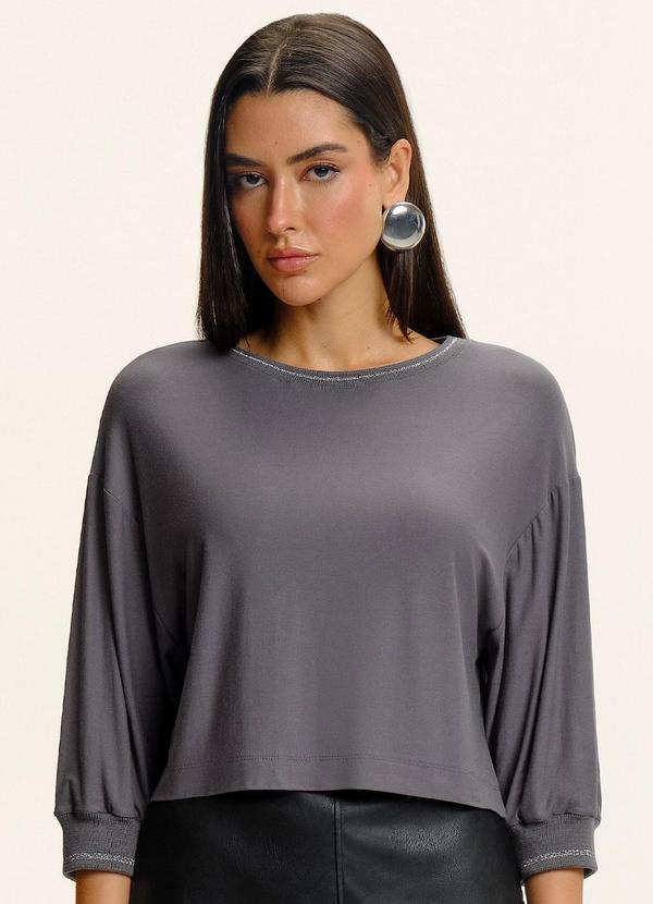 Blusa Ampla Manga 3/4 Viscose Cinza