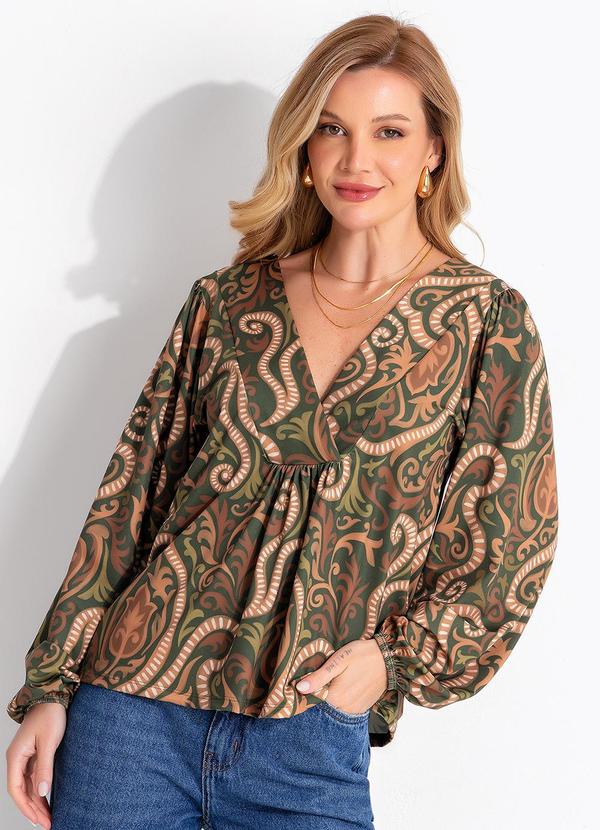 Blusa Arabescos Verde em Malha Fria
