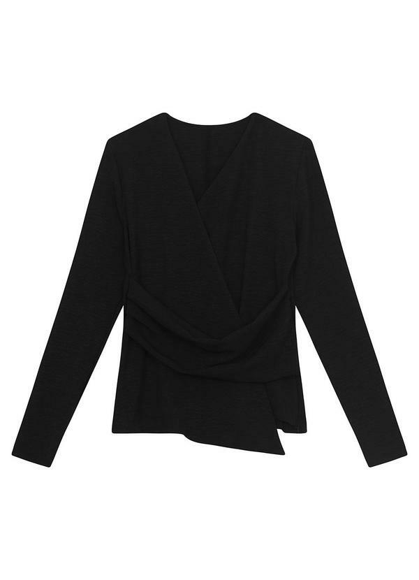 Blusa Assimétrica Texturizada Preto