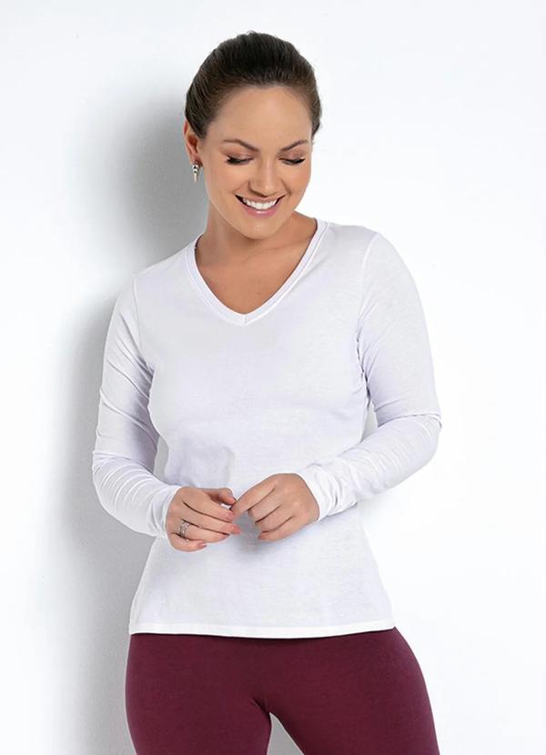 Blusa Básica Branca Meia Malha de Algodão