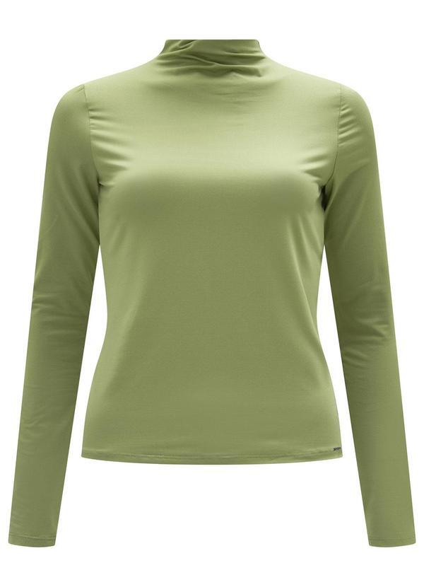 Vista 2 Blusa Básica com Gola Alta em Malha Verde Lunender Lunender