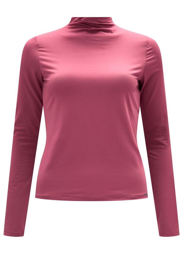 Vista 2 Blusa Básica com Gola Alta em Malha Vermelho Lunender Lunender