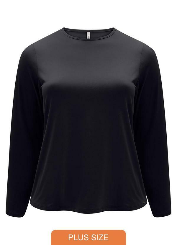Blusa Básica de Mangas Longas em Malha Preto