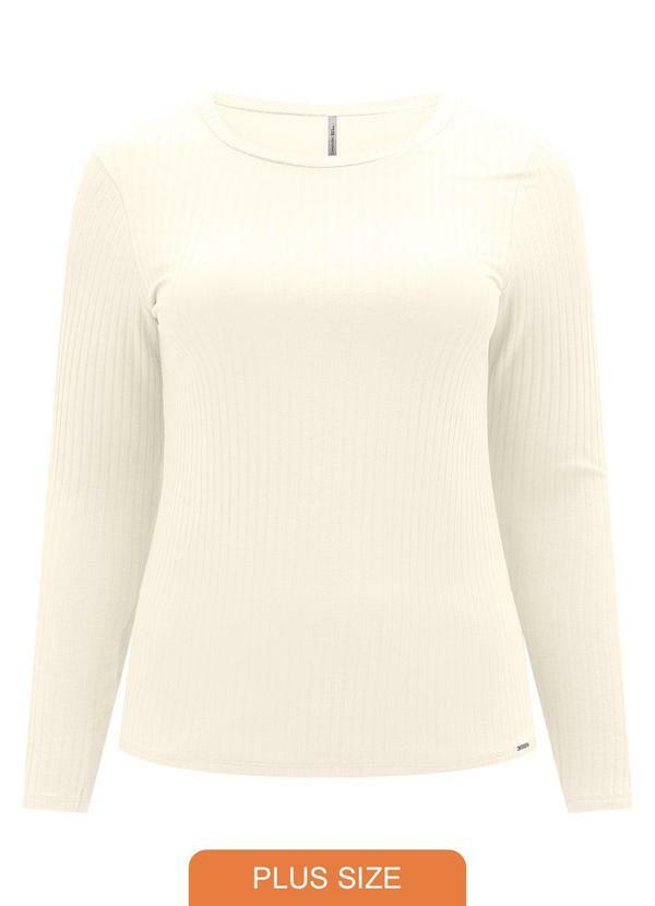 Blusa Básica em Malha Canelada Branco