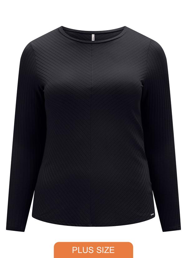 Blusa Básica em Malha Canelada Preto