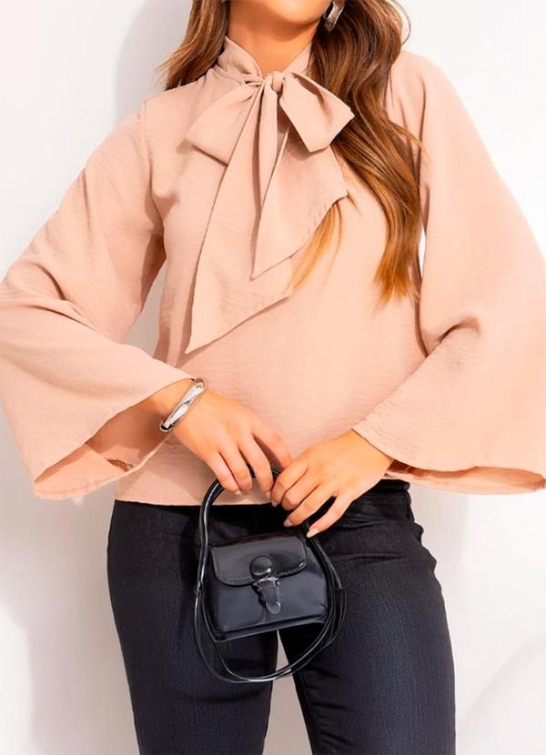 Blusa Bege em Crepe Plano