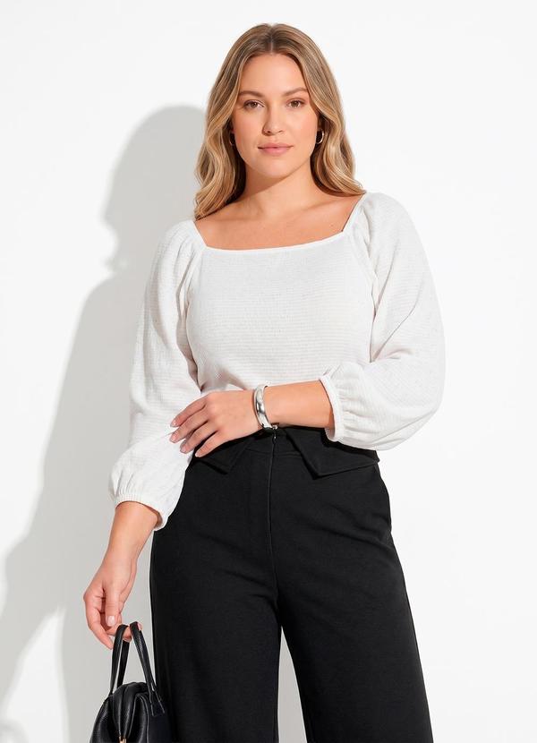 Blusa Bege em Malha Texturizada