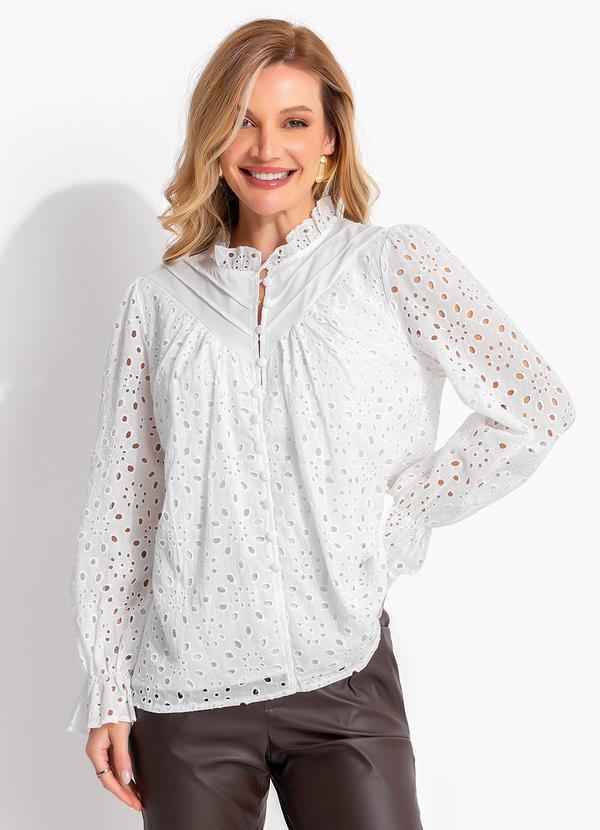 Blusa Branca em Laise de Algodão