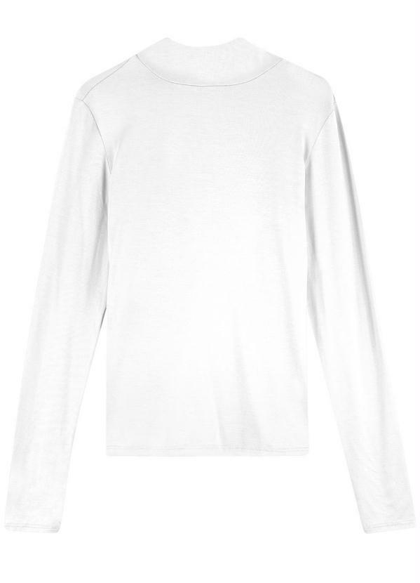 Vista 2 Blusa Branca em Viscose Gola Alta Enfim Enfim