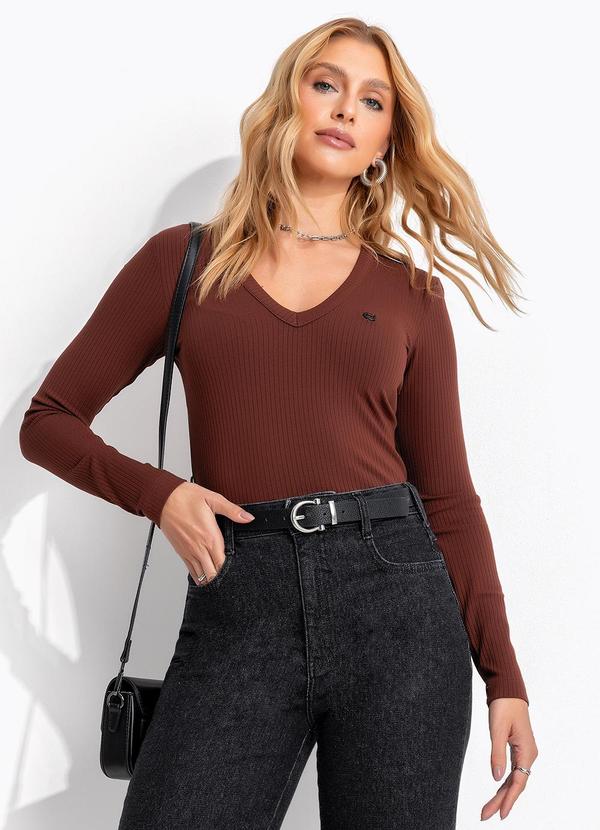 Blusa Canelada Cj Marrom
