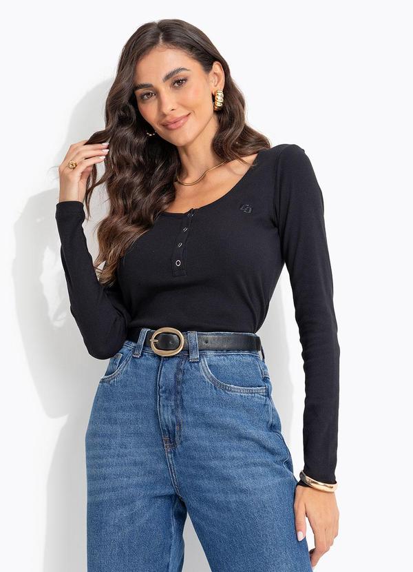 Blusa Canelada Preto