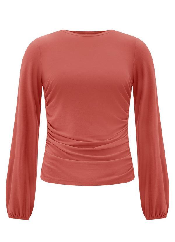 Blusa com Franzidos Crepe Laranja