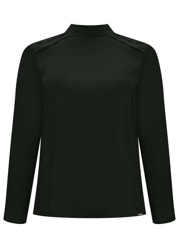 Blusa com Gola Alta e Amarração Posterior Preto