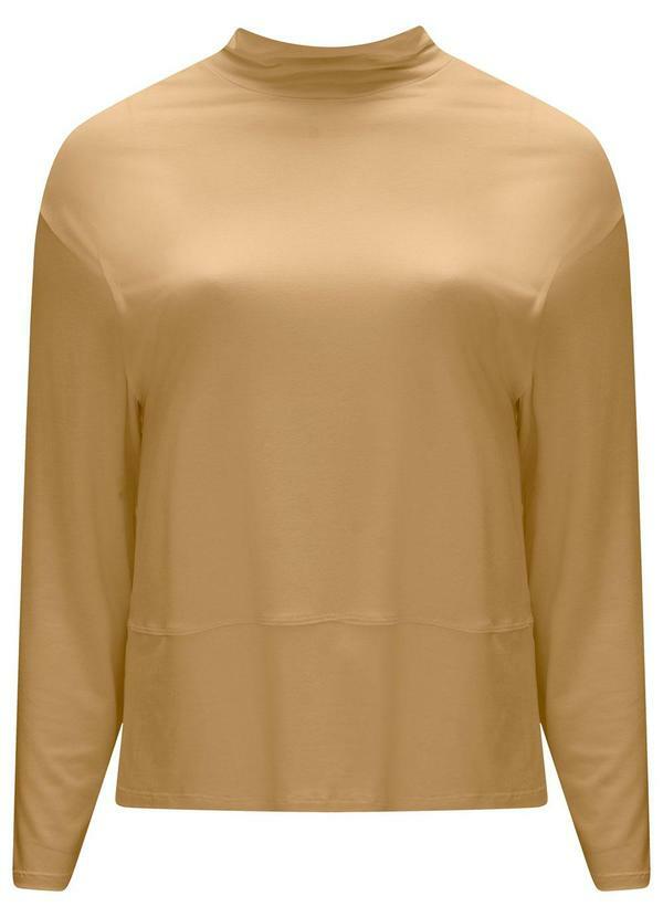 Vista 2 Blusa com Gola Alta em Malha Bege Lunender Mais Mulher Lunender Mais Mulher