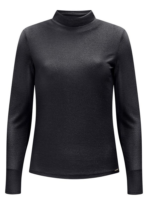 Vista 2 Blusa com Gola Alta em Malha Preto Lunender Lunender
