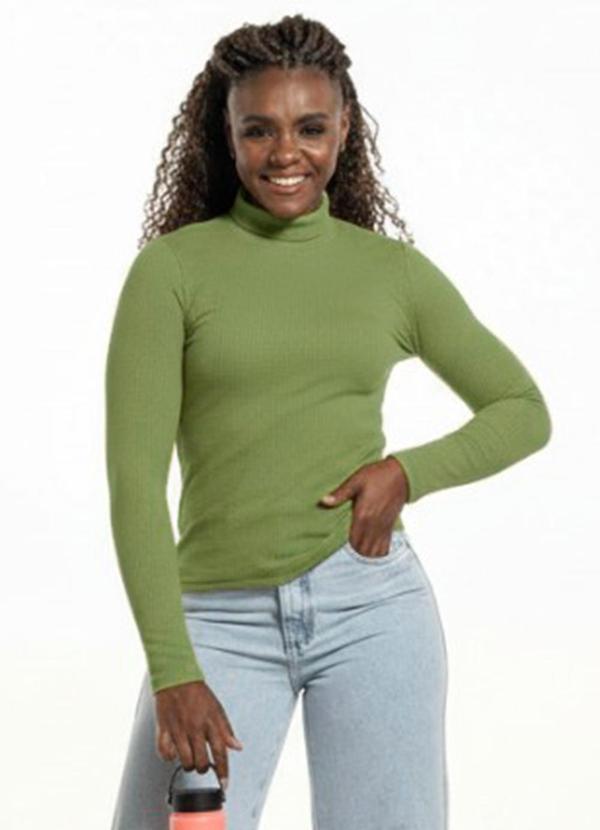 Blusa com Gola Alta que Vira Verde