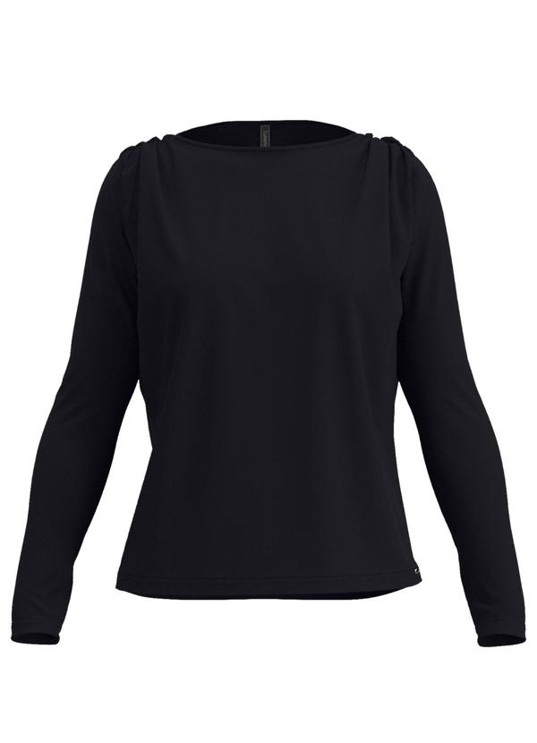 Blusa com Ombros Franzidos Preto