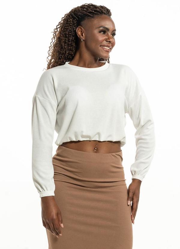 Blusa com Punho e Barra Branco