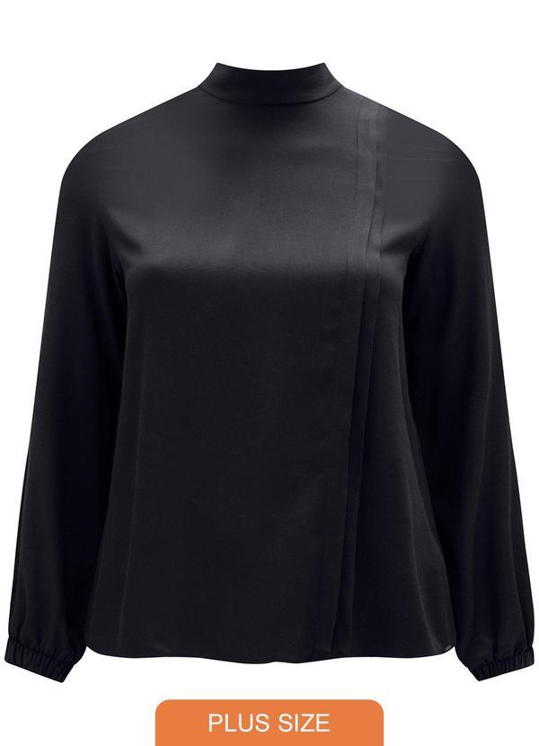 Blusa com Punhos Elásticos Preto