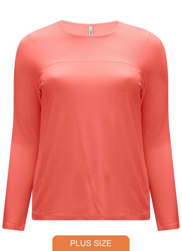 Blusa com Recorte e Gola Redonda Laranja