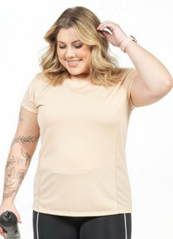 Blusa com Recorte Plus Size Bege