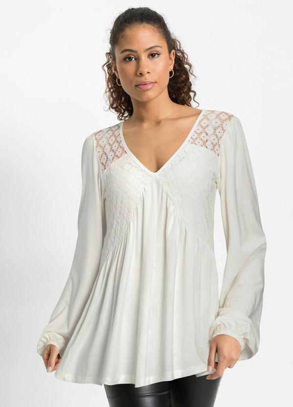 Blusa com Renda Bege
