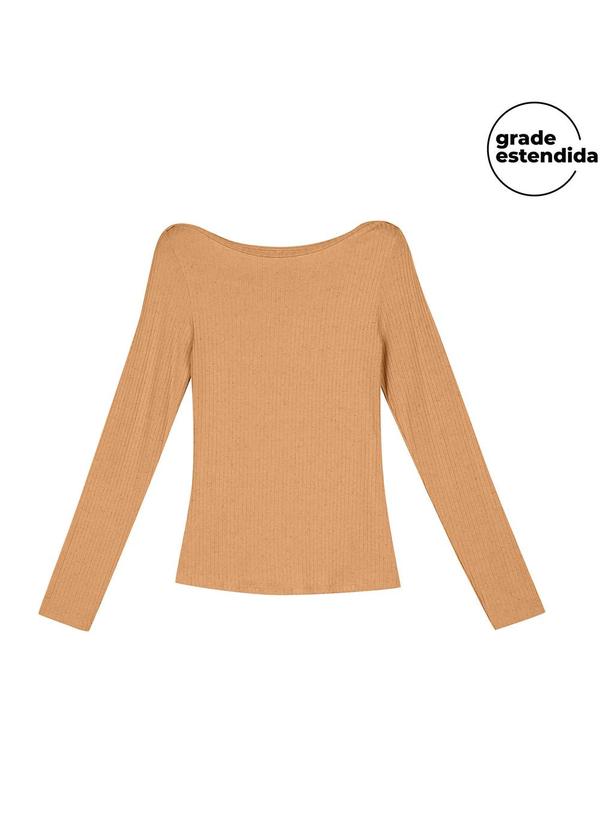 Blusa Comfy Manga Longa Canelada Laranja