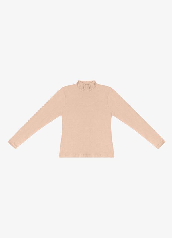 Blusa Cotton Gola Alta Básica Bege