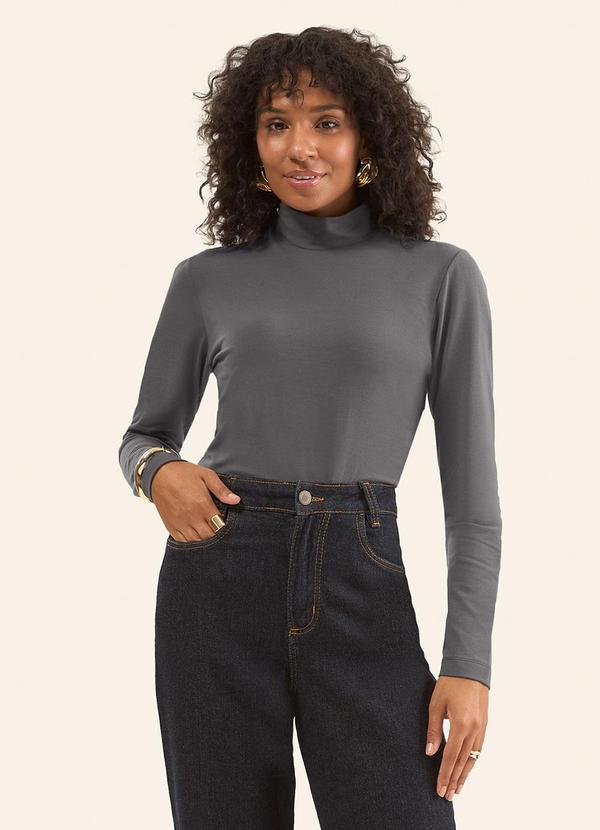 Blusa Cotton Gola Alta Básica Cinza