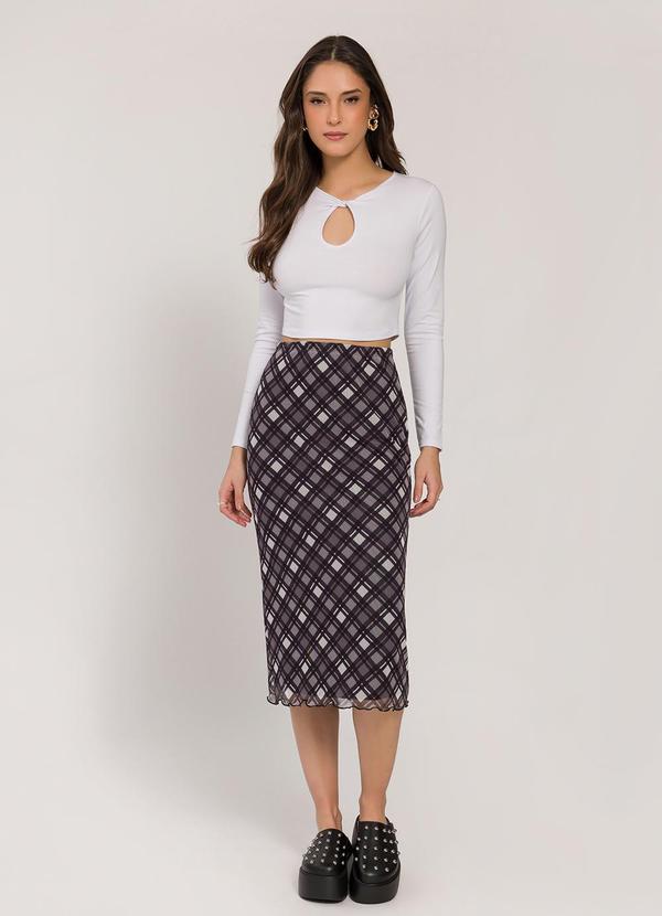 Blusa Cropped Manga Longa Branco