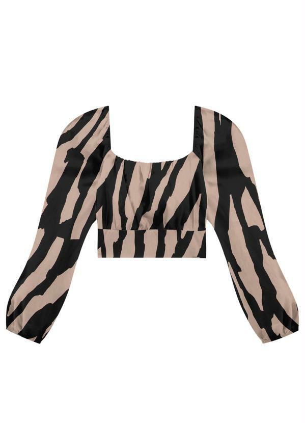 Vista 2 Blusa Cropped Viscose Manga Longa Preto Lunender Lunender