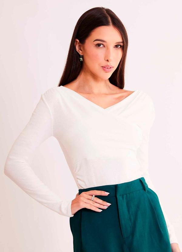 Blusa de Manga Longa After Dusk em Ribana Branco