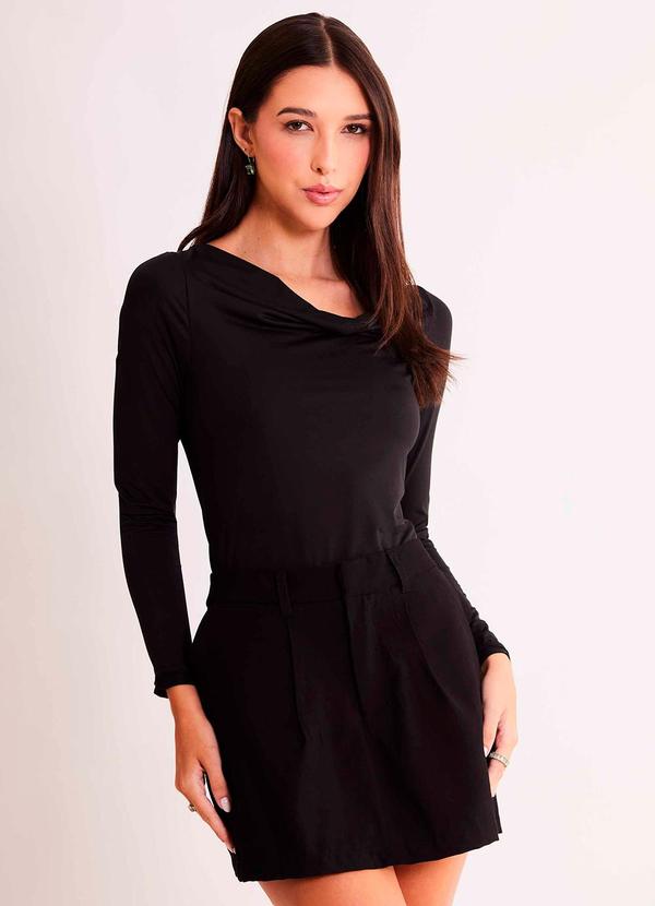 Blusa de Manga Longa After Dusk em Ribana Preto