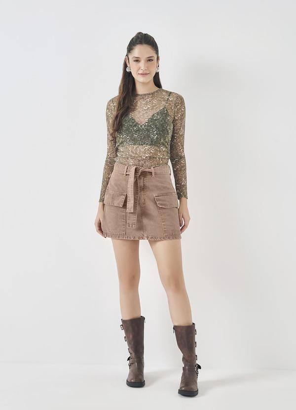 Blusa de Manga Longa em Tule Verde