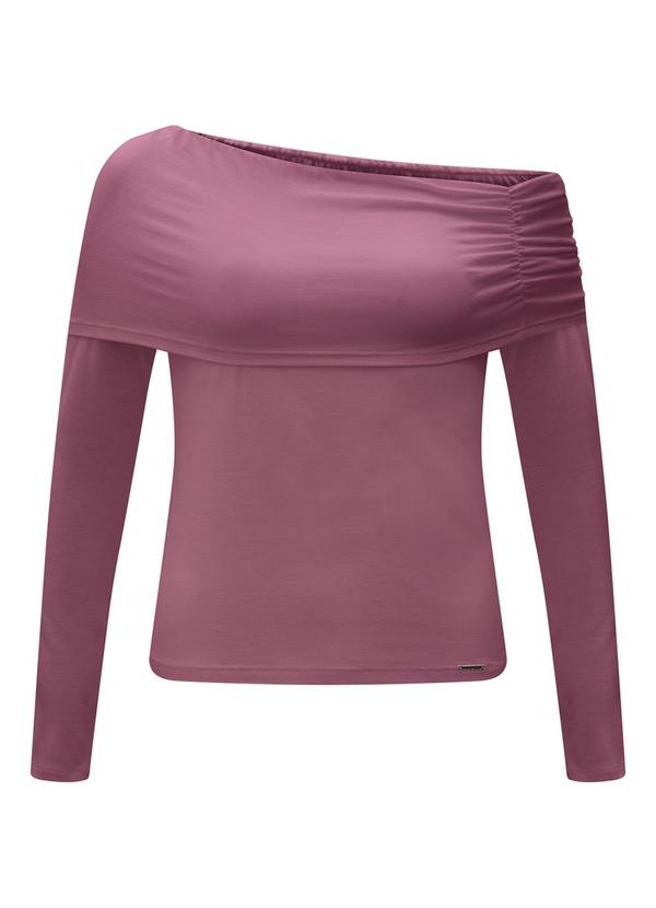 Blusa de Mangas Longas com Sobreposição Bordo