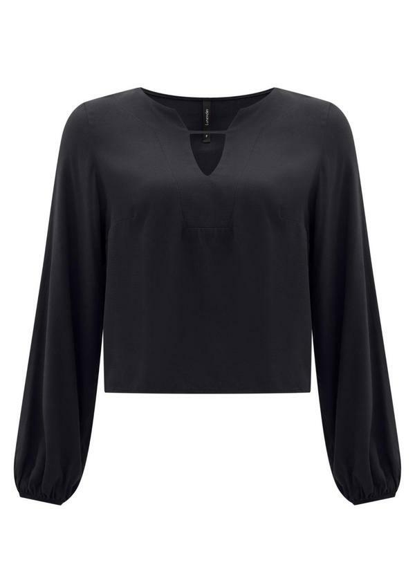 Blusa de Mangas Longas em Viscose Preto