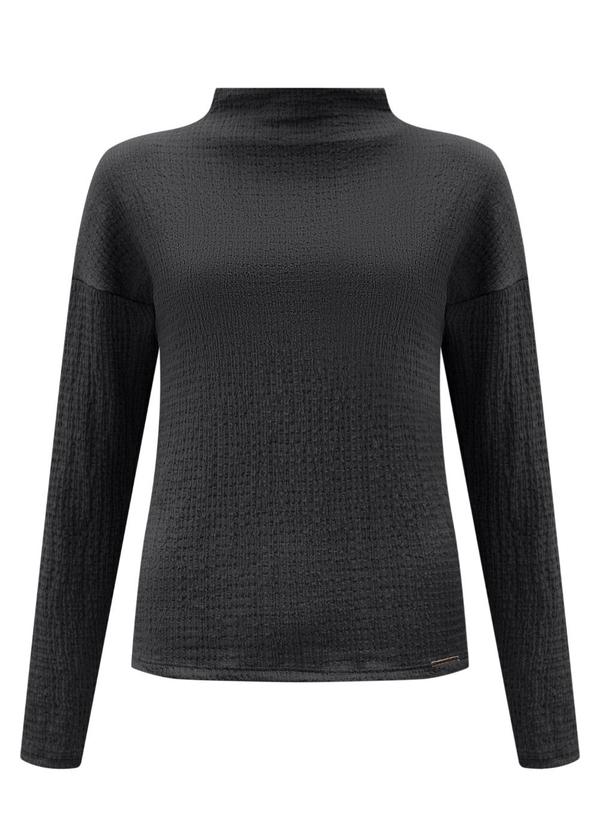 Blusa de Mangas Longas Texturizada Cinza