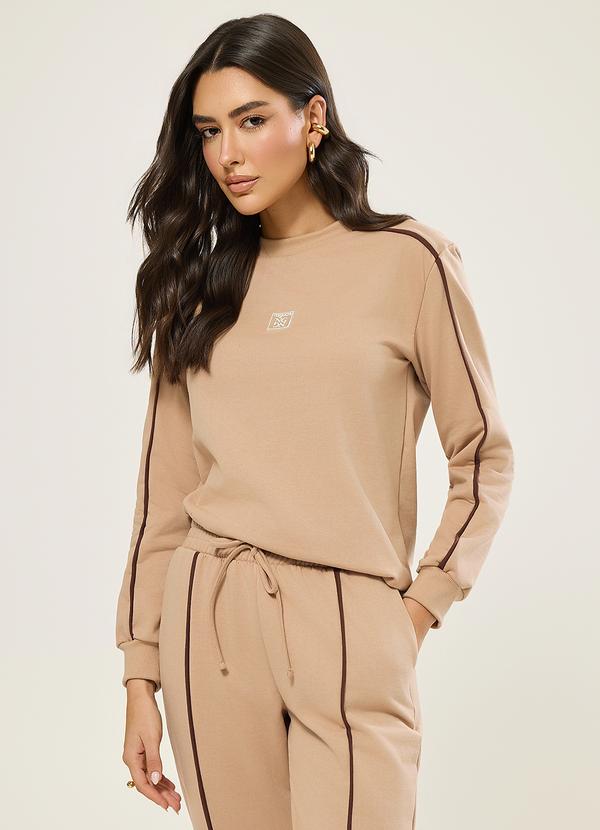 Blusa de Moletom Bege Safari