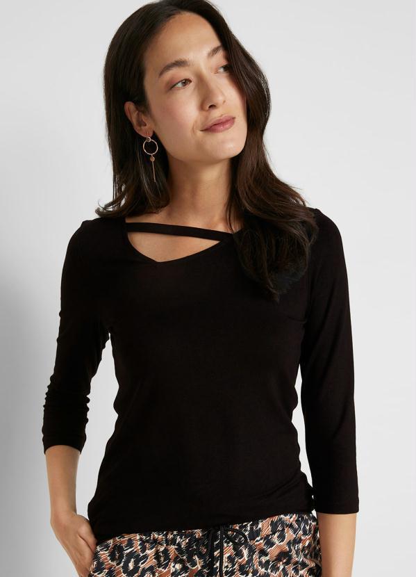 Vista 2 Blusa Decote Assimétrico Preta bonprix bonprix