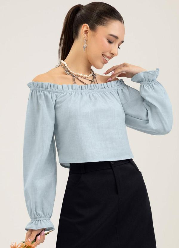 Blusa em Algodão Azul Claro